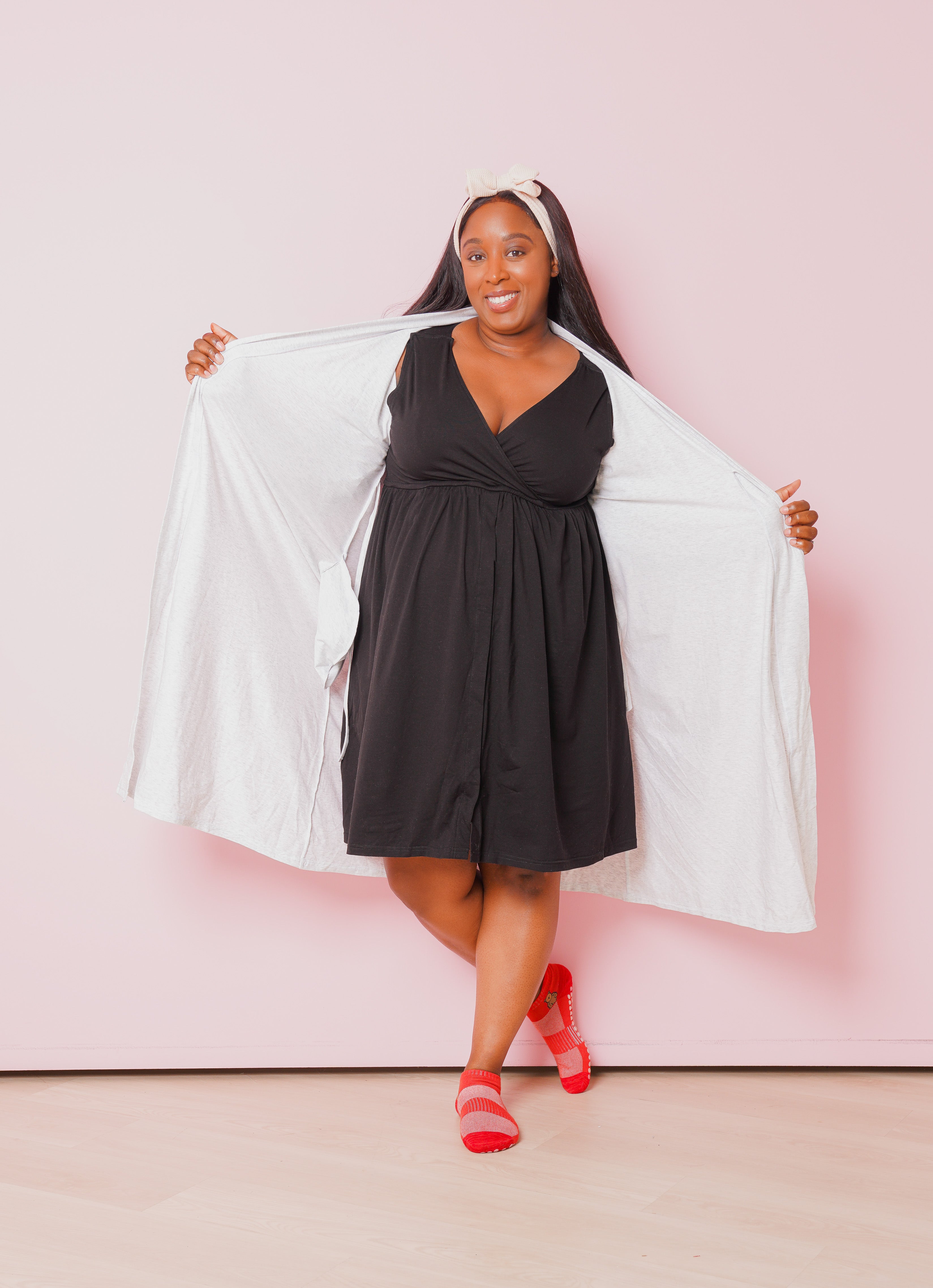 Baby Bliss 3-in-1 Labor, Delivery & Nursing Dress – Maternity Hospital Gown with Snap Access & Pockets