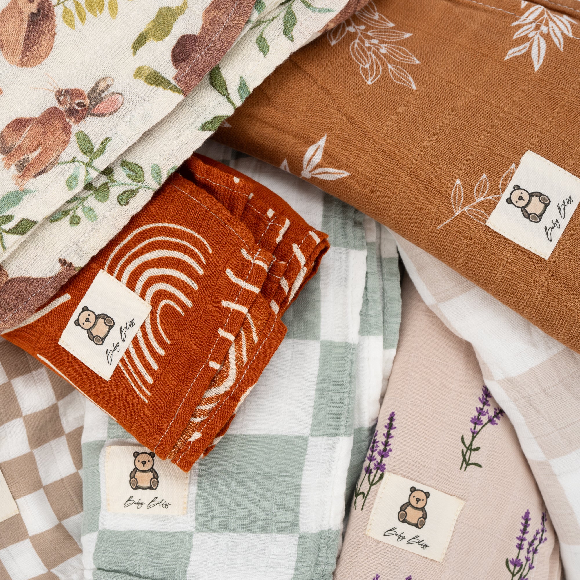 Floral Muslin Cotton Swaddle Blanket – 2-Layer Organic Baby Wrap, 47x47” Ultra Soft & Breathable