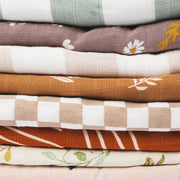 Floral Muslin Cotton Swaddle Blanket – 2-Layer Organic Baby Wrap, 47x47” Ultra Soft & Breathable