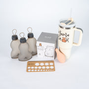 Breastfeeding Essentials Set with Milk Storage Bags, Flange Ruler, Lactation Massager & Hydrating Tumbler