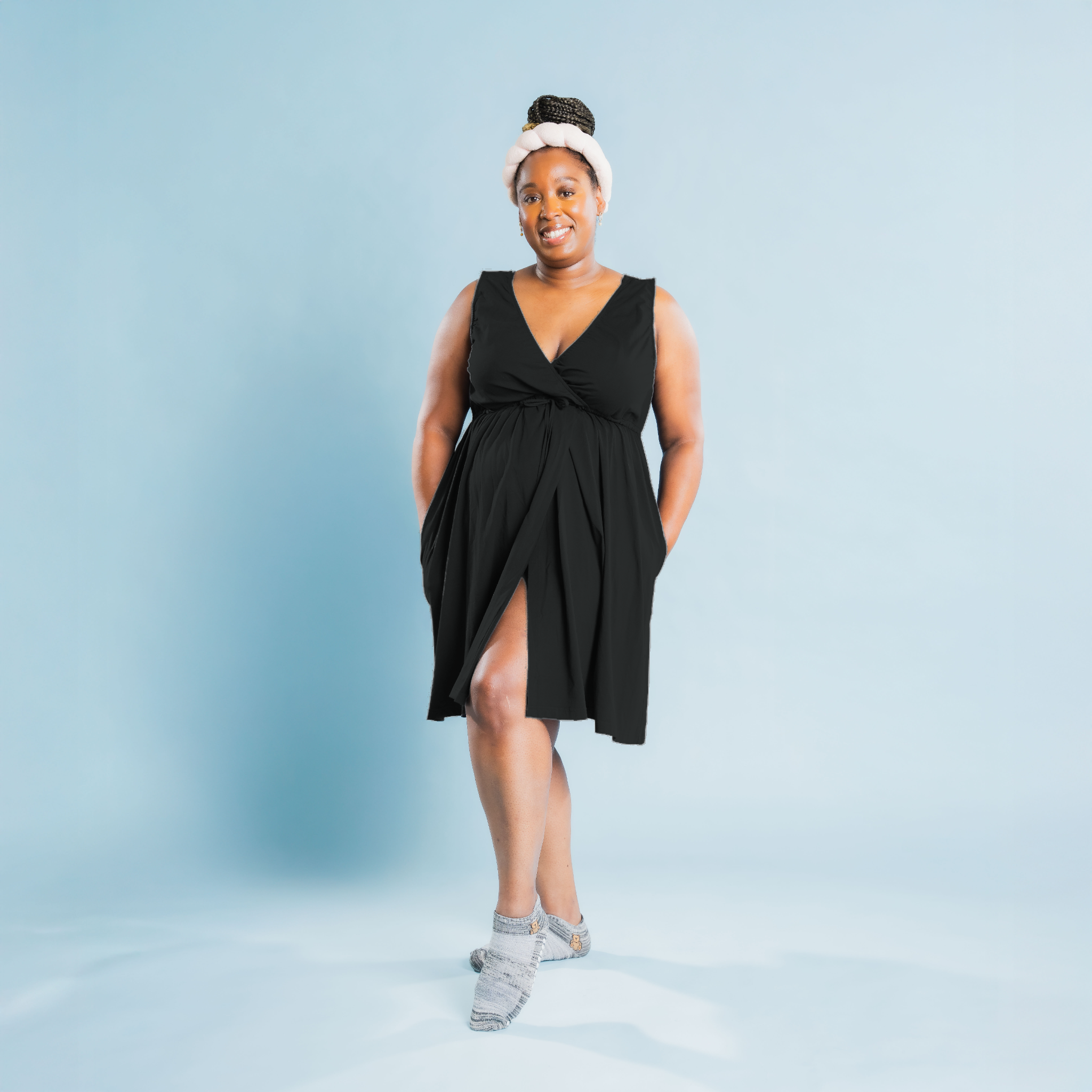 Baby Bliss Amora Women’s  Wrap 3-in-1 Labor & Delivery Gown with pockets– Versatile Maternity Wear and Breastfeeding Outfit, Available in Sizes XS to 5X. Women's Multi-Purpose